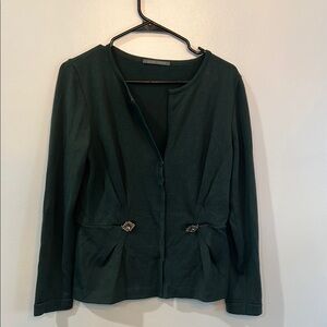 Alberta Ferretti Cardigan green button up 100% virgin lana wool size 10